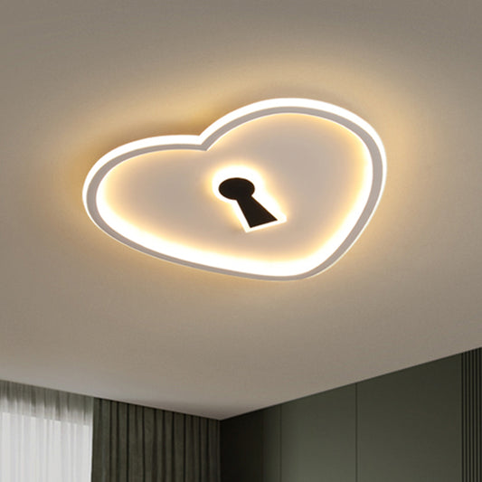 Minimalist Loving Heart Iron Flush Mount Ultrathin LED Ceiling Light in Pink/White for Bedroom White Clearhalo 'Ceiling Lights' 'Close To Ceiling Lights' 'Close to ceiling' 'Flush mount' Lighting' 1062895