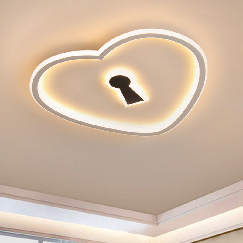 Minimalist Loving Heart Iron Flush Mount Ultrathin LED Ceiling Light in Pink/White for Bedroom Clearhalo 'Ceiling Lights' 'Close To Ceiling Lights' 'Close to ceiling' 'Flush mount' Lighting' 1062896