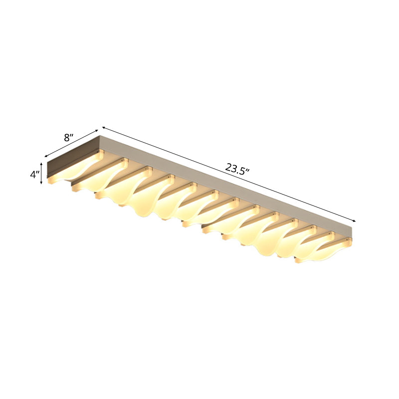 16"/23.5"/31.5" Wide Acrylic Rectangular Ceiling Flush Light Fixture Modern LED White Flushmount in Warm/White Light Clearhalo 'Ceiling Lights' 'Close To Ceiling Lights' 'Close to ceiling' 'Flush mount' Lighting' 106290