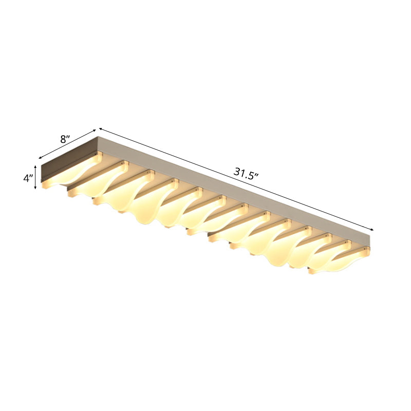 16"/23.5"/31.5" Wide Acrylic Rectangular Ceiling Flush Light Fixture Modern LED White Flushmount in Warm/White Light Clearhalo 'Ceiling Lights' 'Close To Ceiling Lights' 'Close to ceiling' 'Flush mount' Lighting' 106291