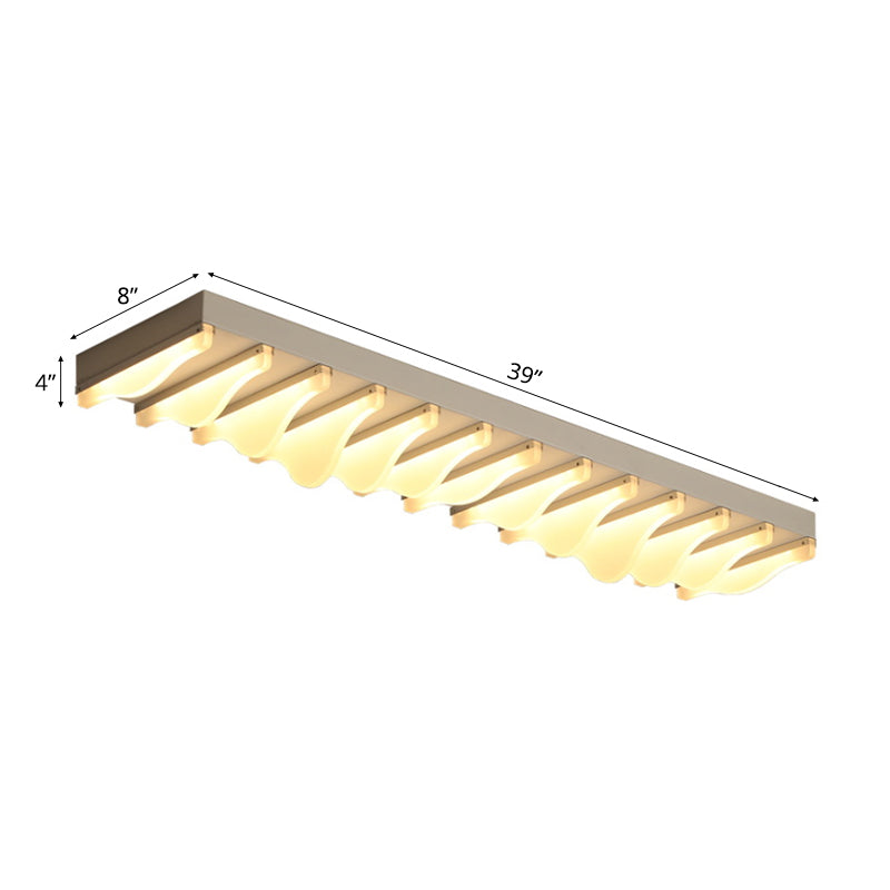 16"/23.5"/31.5" Wide Acrylic Rectangular Ceiling Flush Light Fixture Modern LED White Flushmount in Warm/White Light Clearhalo 'Ceiling Lights' 'Close To Ceiling Lights' 'Close to ceiling' 'Flush mount' Lighting' 106292