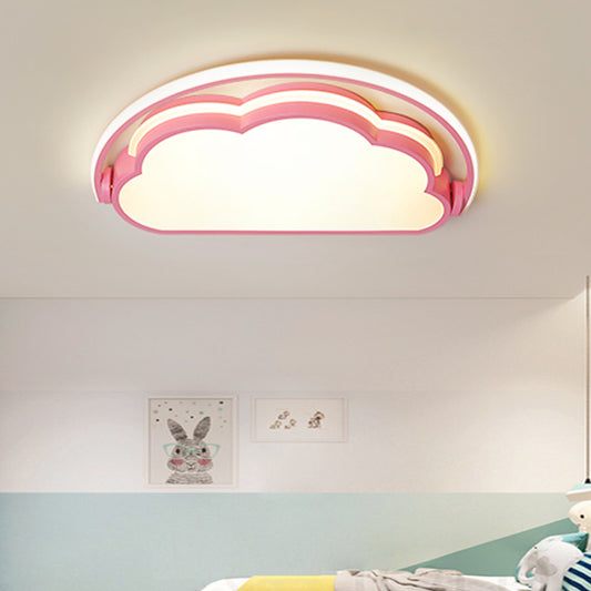 Cloud Kids Bedroom Flush Mount Lamp Acrylic Cartoon LED Ceiling Light Fixture in Pink/White/Blue Clearhalo 'Ceiling Lights' 'Close To Ceiling Lights' 'Close to ceiling' 'Flush mount' Lighting' 1062924