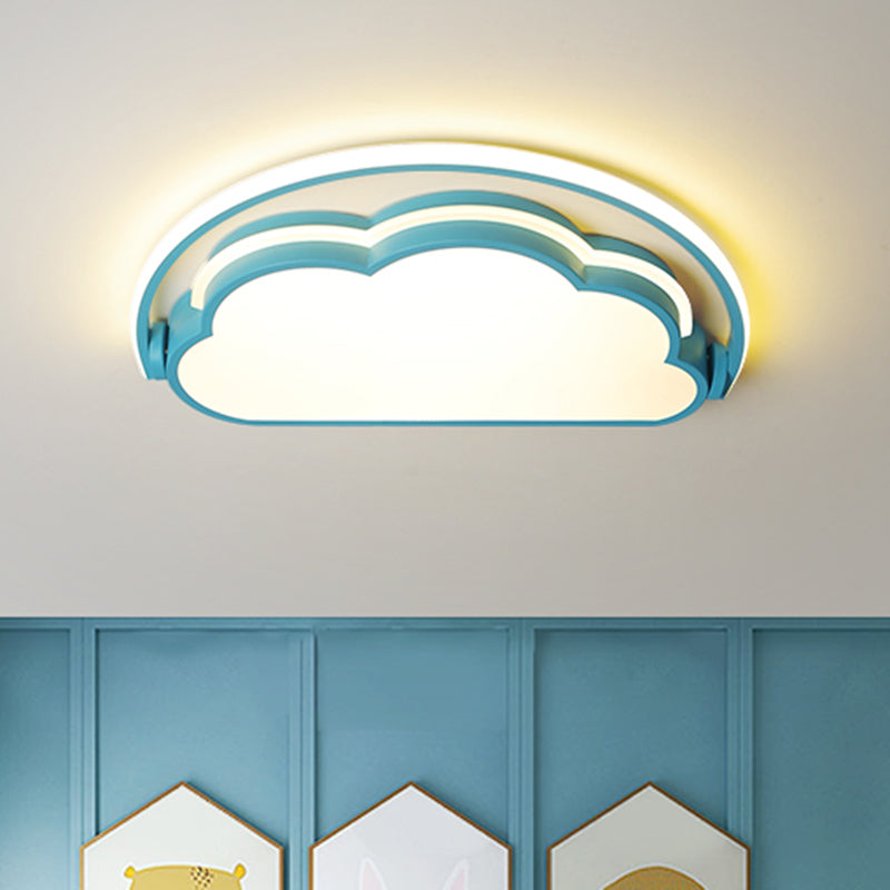 Cloud Kids Bedroom Flush Mount Lamp Acrylic Cartoon LED Ceiling Light Fixture in Pink/White/Blue Blue Clearhalo 'Ceiling Lights' 'Close To Ceiling Lights' 'Close to ceiling' 'Flush mount' Lighting' 1062927