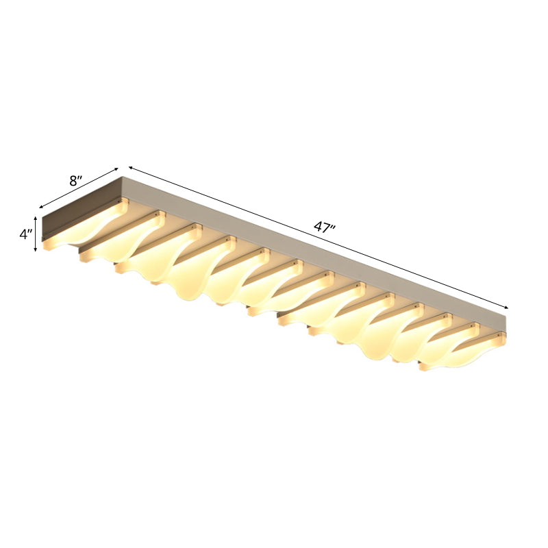 16"/23.5"/31.5" Wide Acrylic Rectangular Ceiling Flush Light Fixture Modern LED White Flushmount in Warm/White Light Clearhalo 'Ceiling Lights' 'Close To Ceiling Lights' 'Close to ceiling' 'Flush mount' Lighting' 106293