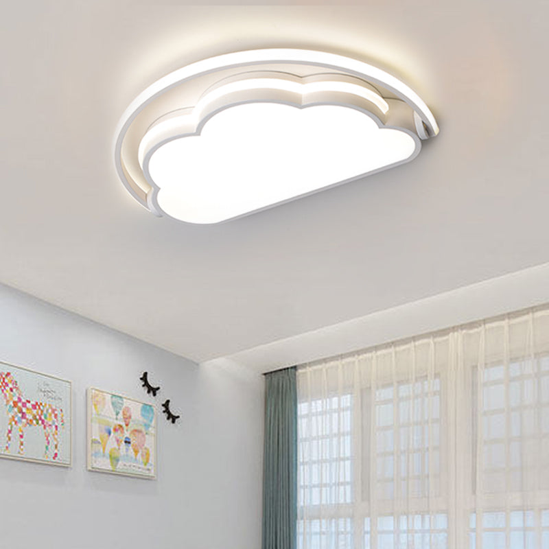 Cloud Kids Bedroom Flush Mount Lamp Acrylic Cartoon LED Ceiling Light Fixture in Pink/White/Blue Clearhalo 'Ceiling Lights' 'Close To Ceiling Lights' 'Close to ceiling' 'Flush mount' Lighting' 1062932