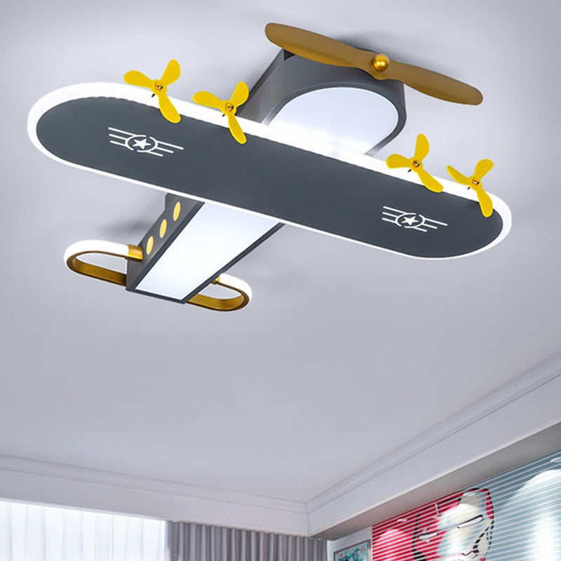 Metal Aircraft Flush Ceiling Light Kids Black LED Flush Mounted Lamp for Children Room Black Clearhalo 'Ceiling Lights' 'Close To Ceiling Lights' 'Close to ceiling' 'Flush mount' Lighting' 1062948