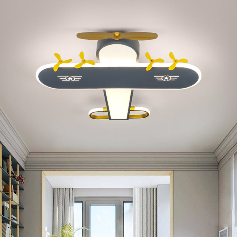 Metal Aircraft Flush Ceiling Light Kids Black LED Flush Mounted Lamp for Children Room Clearhalo 'Ceiling Lights' 'Close To Ceiling Lights' 'Close to ceiling' 'Flush mount' Lighting' 1062949