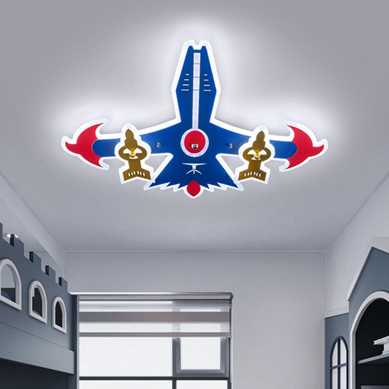 Cartoon Plane Acrylic Flush Light LED Close to Ceiling Lighting in Blue for Boy's Bedroom Clearhalo 'Ceiling Lights' 'Close To Ceiling Lights' 'Close to ceiling' 'Flush mount' Lighting' 1062953