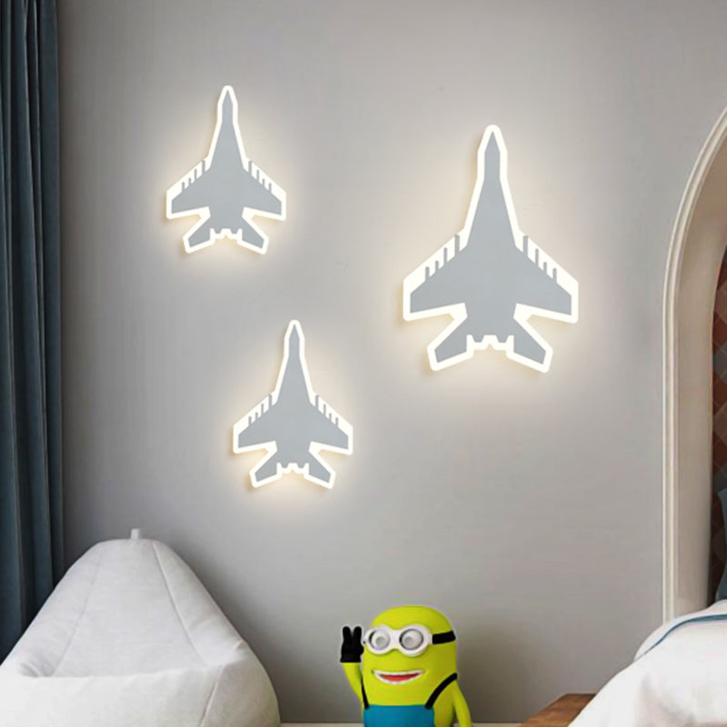 Jet Kids Bedroom Flush Mount Wall Sconce Acrylic Cartoon LED Wall Mount Lighting in White/Blue White B Clearhalo 'Wall Lamps & Sconces' 'Wall Lights' Lighting' 1062988