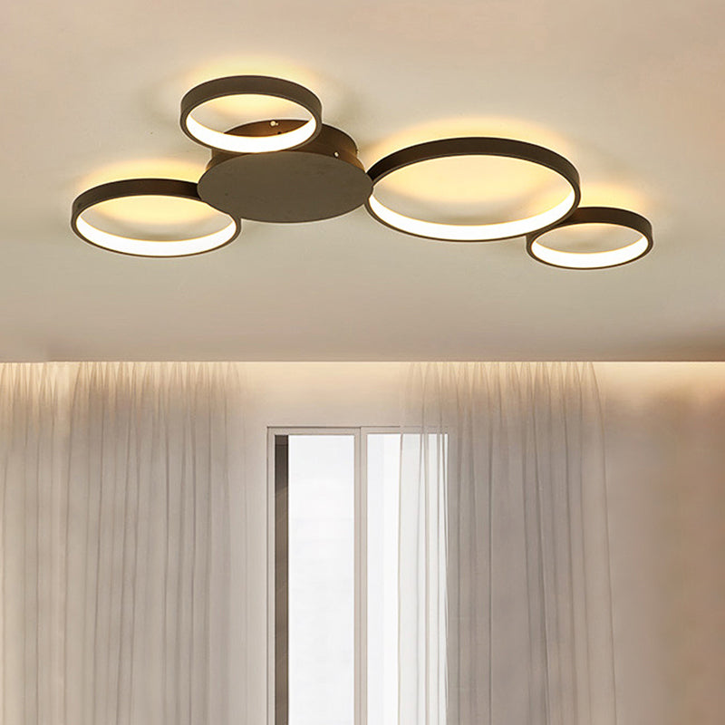 33.5"/41"/47" Wide White/Brown Ring Light Simple LED Acrylic Ceiling Flush Mount Lamp in Warm/White/Natural Light Brown Clearhalo 'Ceiling Lights' 'Close To Ceiling Lights' 'Close to ceiling' 'Semi-flushmount' Lighting' 106299