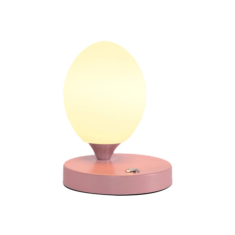 Opal Glass Egg Shell Night Light Macaron Single-Bulb Pink/Blue/Yellow Table Stand Lamp for Bedside Clearhalo 'Lamps' 'Table Lamps' Lighting' 1063011
