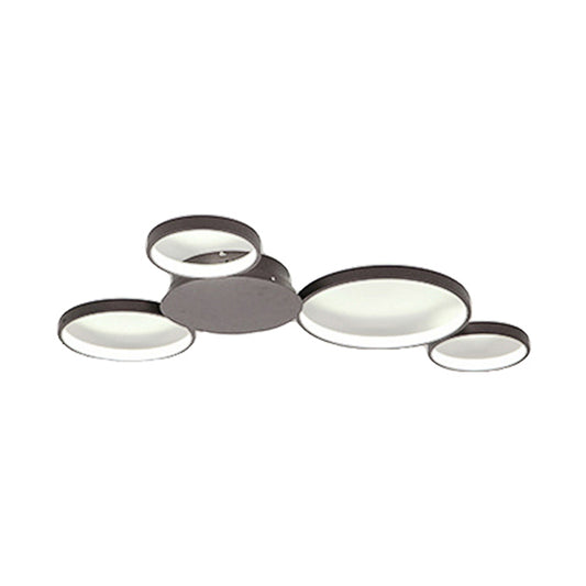 33.5"/41"/47" Wide White/Brown Ring Light Simple LED Acrylic Ceiling Flush Mount Lamp in Warm/White/Natural Light Clearhalo 'Ceiling Lights' 'Close To Ceiling Lights' 'Close to ceiling' 'Semi-flushmount' Lighting' 106301