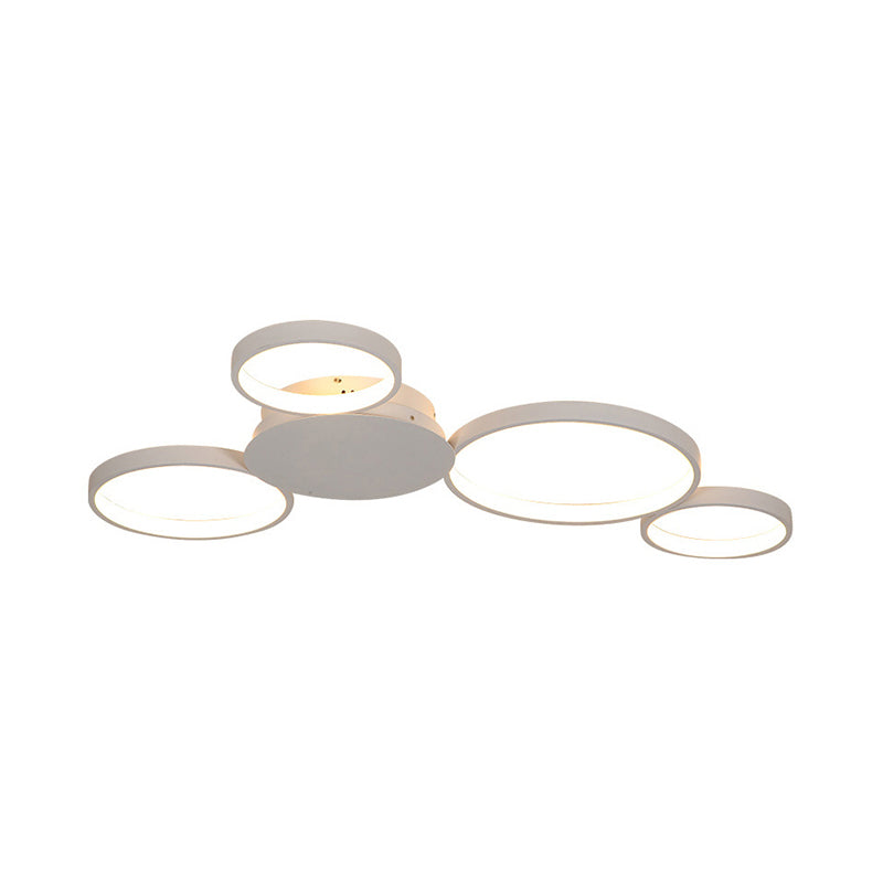 33.5"/41"/47" Wide White/Brown Ring Light Simple LED Acrylic Ceiling Flush Mount Lamp in Warm/White/Natural Light Clearhalo 'Ceiling Lights' 'Close To Ceiling Lights' 'Close to ceiling' 'Semi-flushmount' Lighting' 106303