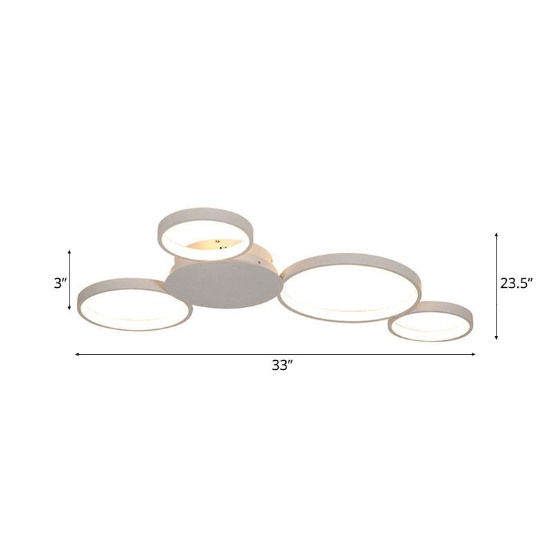 33.5"/41"/47" Wide White/Brown Ring Light Simple LED Acrylic Ceiling Flush Mount Lamp in Warm/White/Natural Light Clearhalo 'Ceiling Lights' 'Close To Ceiling Lights' 'Close to ceiling' 'Semi-flushmount' Lighting' 106304