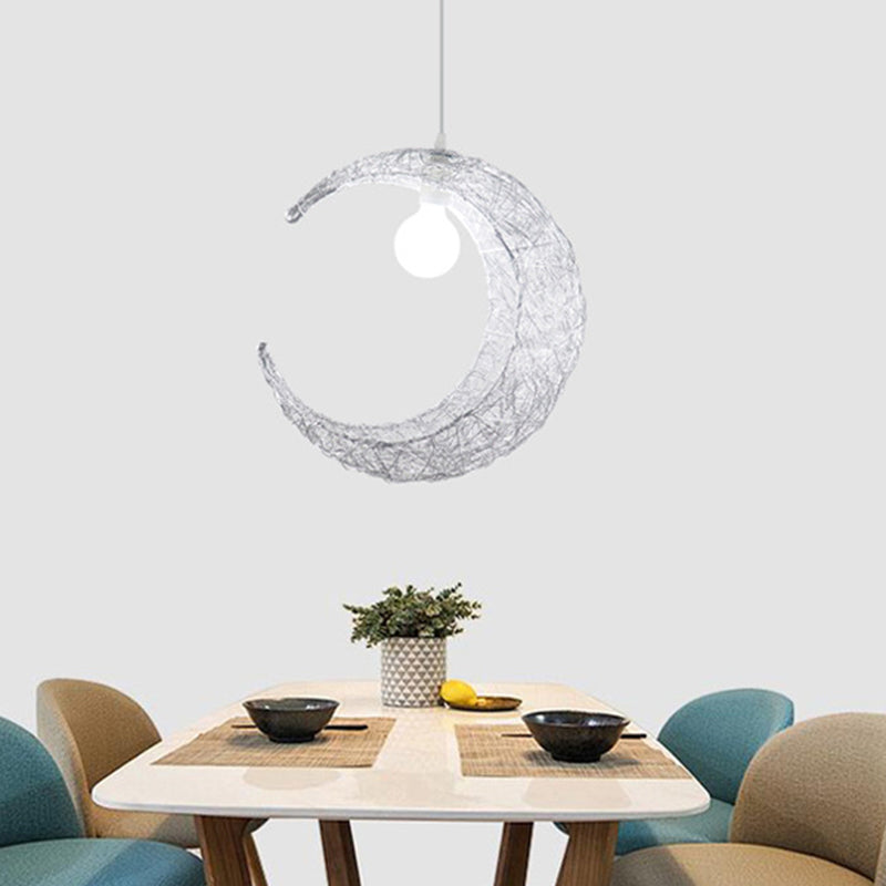 Aluminum Wire Woven Crescent Pendant Lamp Contemporary 1 Head Silver/Gold Suspended Lighting Fixture Clearhalo 'Ceiling Lights' 'Pendant Lights' 'Pendants' Lighting' 1063047