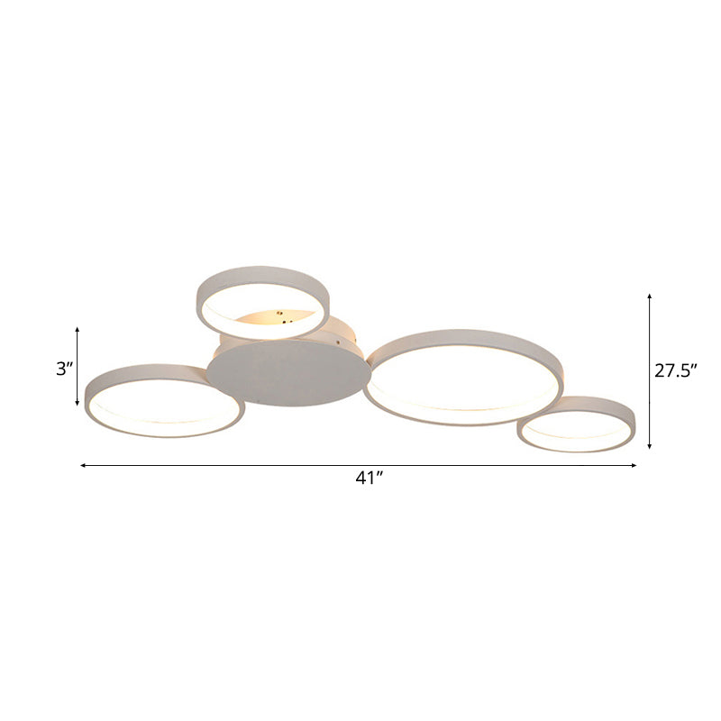 33.5"/41"/47" Wide White/Brown Ring Light Simple LED Acrylic Ceiling Flush Mount Lamp in Warm/White/Natural Light Clearhalo 'Ceiling Lights' 'Close To Ceiling Lights' 'Close to ceiling' 'Semi-flushmount' Lighting' 106305