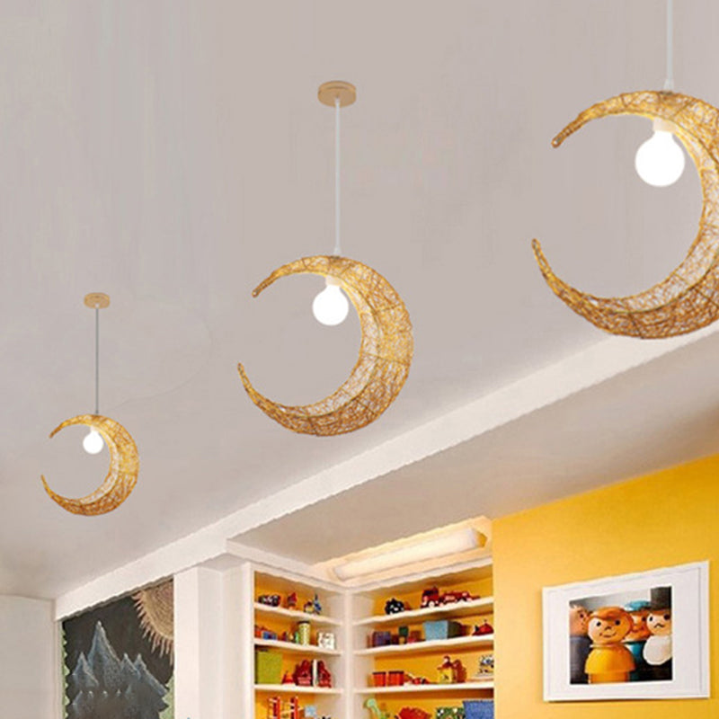 Aluminum Wire Woven Crescent Pendant Lamp Contemporary 1 Head Silver/Gold Suspended Lighting Fixture Clearhalo 'Ceiling Lights' 'Pendant Lights' 'Pendants' Lighting' 1063051