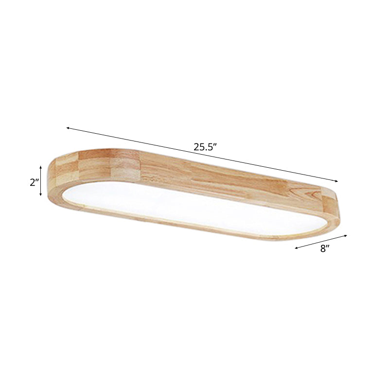 Modern Oval Ceiling Light Fixture Wood 1-Light Office Flush Mount Lamp with Diffuser, 25.5"/35.5"/47" W Clearhalo 'Ceiling Lights' 'Close To Ceiling Lights' 'Close to ceiling' 'Flush mount' Lighting' 106333