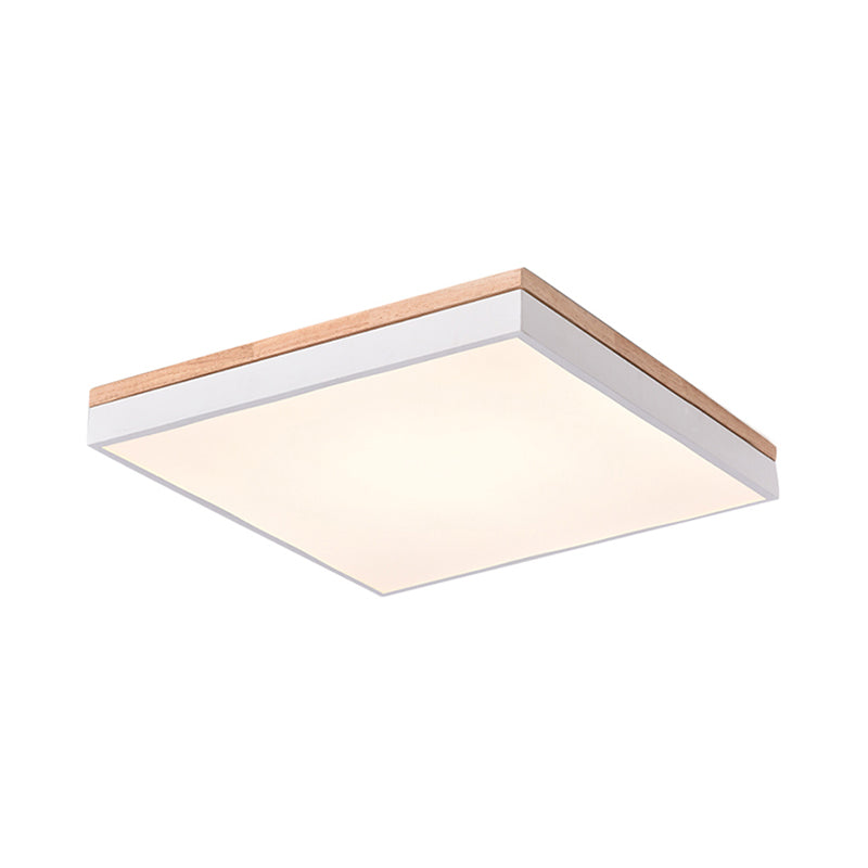 Square Living Room Ceiling Lamp Nordic Stylish Acrylic and Wood LED White Flushmount Light, 16"/19.5" Width Clearhalo 'Ceiling Lights' 'Close To Ceiling Lights' 'Close to ceiling' 'Flush mount' Lighting' 106338