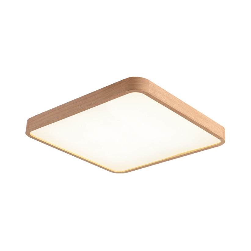 12"/16"/19.5" Wide Beige Square Flush Mount Lighting Modern Led Wood Flush Ceiling Lamp Fixture in White/Warm Light Clearhalo 'Ceiling Lights' 'Close To Ceiling Lights' 'Close to ceiling' 'Flush mount' Lighting' 106345