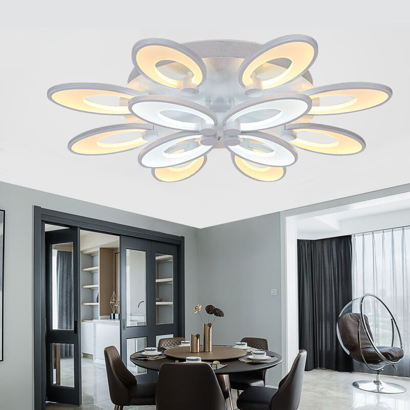 Flowers Dining Room Flush Mount Light Acrylic LED 4/6/9 Lights Modern Ceiling Mounted Fixture in Warm/White/Natural Light 12 White Clearhalo 'Ceiling Lights' 'Close To Ceiling Lights' 'Close to ceiling' 'Semi-flushmount' Lighting' 106357