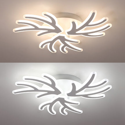 Coral Flush Ceiling Light Contemporary Acrylic 3/5/9 Lights Bedroom LED Flushmount Lighting in Warm/White/Natural Light 3 White Clearhalo 'Ceiling Lights' 'Close To Ceiling Lights' 'Close to ceiling' 'Semi-flushmount' Lighting' 106403