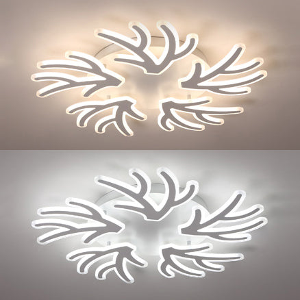 Coral Flush Ceiling Light Contemporary Acrylic 3/5/9 Lights Bedroom LED Flushmount Lighting in Warm/White/Natural Light 5 White Clearhalo 'Ceiling Lights' 'Close To Ceiling Lights' 'Close to ceiling' 'Semi-flushmount' Lighting' 106405