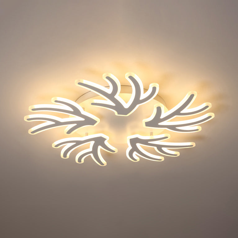 Coral Flush Ceiling Light Contemporary Acrylic 3/5/9 Lights Bedroom LED Flushmount Lighting in Warm/White/Natural Light 5 White Warm Clearhalo 'Ceiling Lights' 'Close To Ceiling Lights' 'Close to ceiling' 'Semi-flushmount' Lighting' 106406