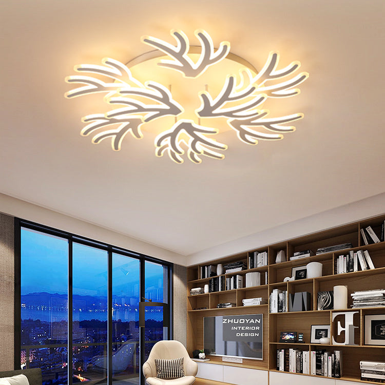 Coral Flush Ceiling Light Contemporary Acrylic 3/5/9 Lights Bedroom LED Flushmount Lighting in Warm/White/Natural Light Clearhalo 'Ceiling Lights' 'Close To Ceiling Lights' 'Close to ceiling' 'Semi-flushmount' Lighting' 106407