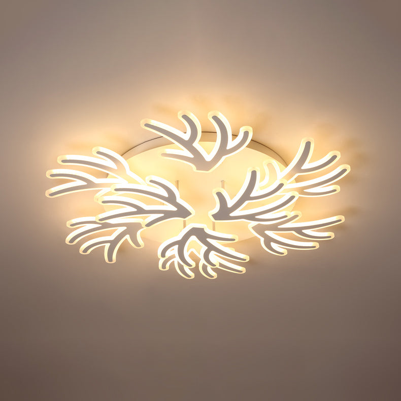 Coral Flush Ceiling Light Contemporary Acrylic 3/5/9 Lights Bedroom LED Flushmount Lighting in Warm/White/Natural Light 9 White Warm Clearhalo 'Ceiling Lights' 'Close To Ceiling Lights' 'Close to ceiling' 'Semi-flushmount' Lighting' 106408