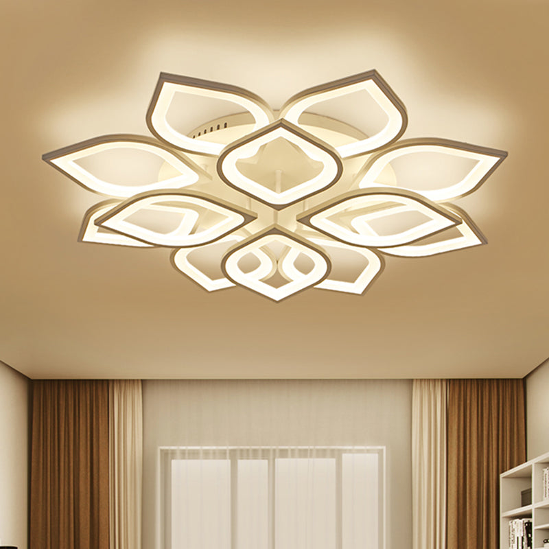 31.5"/39" Wide Leaf Flush Ceiling Light Simple Acrylic LED White Flush Mount Light Fixture in Warm/White/Natural Light Clearhalo 'Ceiling Lights' 'Close To Ceiling Lights' 'Close to ceiling' 'Semi-flushmount' Lighting' 106419