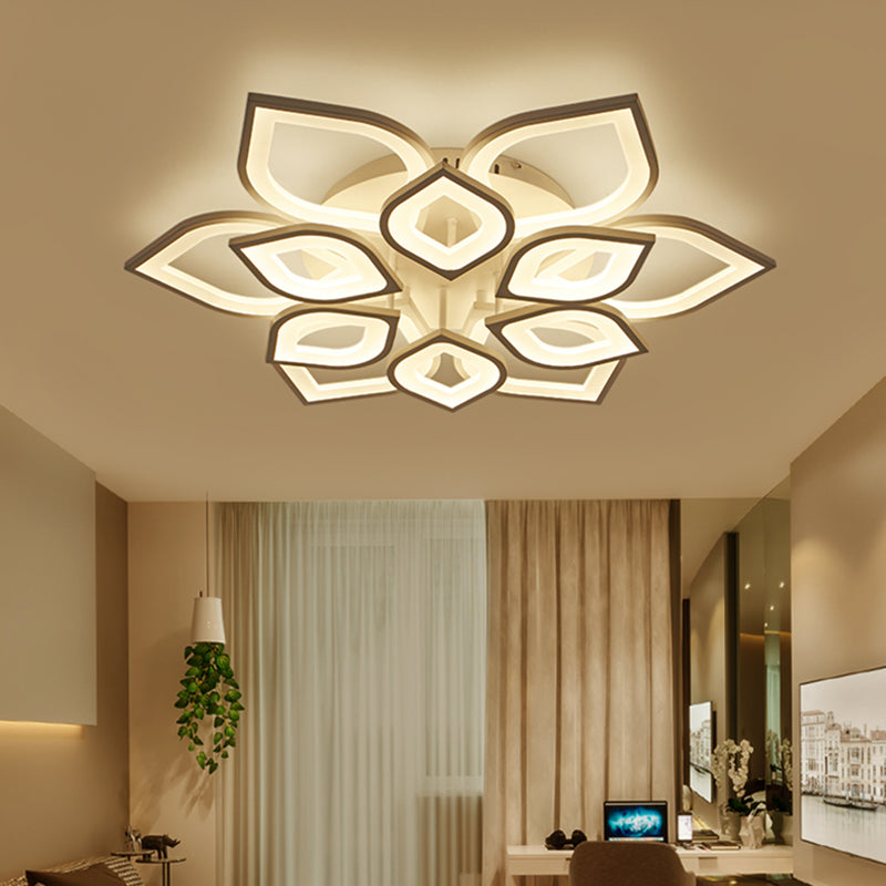 31.5"/39" Wide Leaf Flush Ceiling Light Simple Acrylic LED White Flush Mount Light Fixture in Warm/White/Natural Light Clearhalo 'Ceiling Lights' 'Close To Ceiling Lights' 'Close to ceiling' 'Semi-flushmount' Lighting' 106422