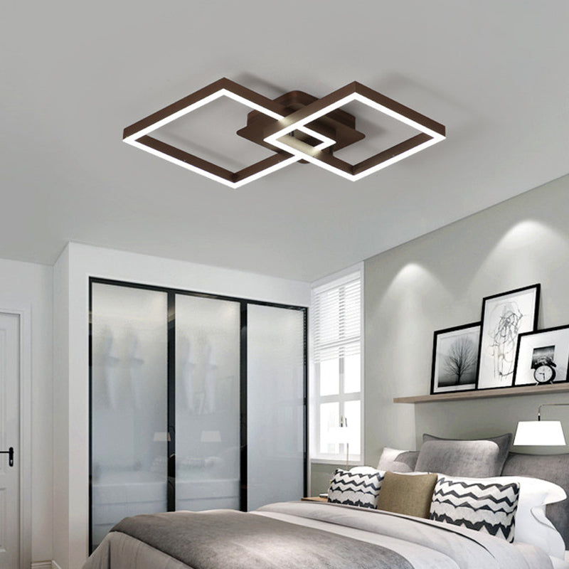 Modern Symmetrical Rhombus Brown Flush Light Acrylic LED Bedroom Ceiling Flush Mount in Warm/White Light Clearhalo 'Ceiling Lights' 'Close To Ceiling Lights' 'Close to ceiling' 'Semi-flushmount' Lighting' 106461