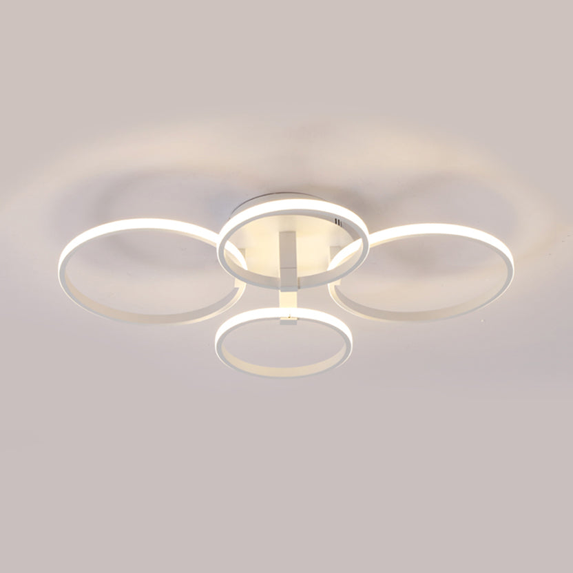 Acrylic Rings LED Semi Flush Light Simple 4/6/8 Lights Ceiling Mount Light Fixture in Warm/White Light Clearhalo 'Ceiling Lights' 'Close To Ceiling Lights' 'Close to ceiling' 'Semi-flushmount' Lighting' 106465