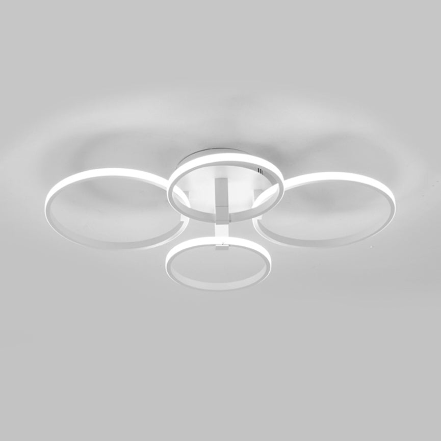 Acrylic Rings LED Semi Flush Light Simple 4/6/8 Lights Ceiling Mount Light Fixture in Warm/White Light Clearhalo 'Ceiling Lights' 'Close To Ceiling Lights' 'Close to ceiling' 'Semi-flushmount' Lighting' 106466