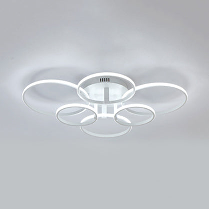 Acrylic Rings LED Semi Flush Light Simple 4/6/8 Lights Ceiling Mount Light Fixture in Warm/White Light Clearhalo 'Ceiling Lights' 'Close To Ceiling Lights' 'Close to ceiling' 'Semi-flushmount' Lighting' 106469