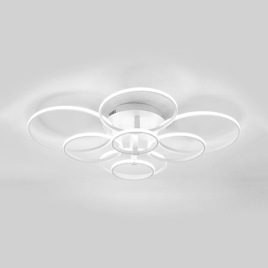 Acrylic Rings LED Semi Flush Light Simple 4/6/8 Lights Ceiling Mount Light Fixture in Warm/White Light Clearhalo 'Ceiling Lights' 'Close To Ceiling Lights' 'Close to ceiling' 'Semi-flushmount' Lighting' 106473