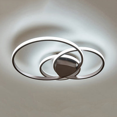 14"/19"/21.5" Double Rings Bedroom Flush Mount Light Acrylic LED Simplicity Brown Ceiling Mounted Fixture in Warm/White/Natural Light Brown 21.5" Clearhalo 'Ceiling Lights' 'Close To Ceiling Lights' 'Close to ceiling' 'Flush mount' Lighting' 106478