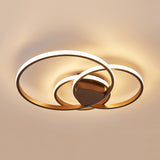 14"/19"/21.5" Double Rings Bedroom Flush Mount Light Acrylic LED Simplicity Brown Ceiling Mounted Fixture in Warm/White/Natural Light Brown 21.5" Warm Clearhalo 'Ceiling Lights' 'Close To Ceiling Lights' 'Close to ceiling' 'Flush mount' Lighting' 106479