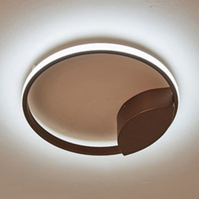 14"/19"/21.5" Double Rings Bedroom Flush Mount Light Acrylic LED Simplicity Brown Ceiling Mounted Fixture in Warm/White/Natural Light Brown 14" Clearhalo 'Ceiling Lights' 'Close To Ceiling Lights' 'Close to ceiling' 'Flush mount' Lighting' 106480