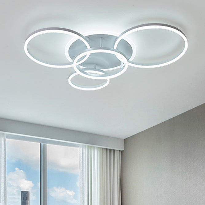 Acrylic Halo-Like Ring Flush Ceiling Light Simple LED 2/3/5 Lights White Flush Mount Ceiling Light Fixture in Warm/White Light Clearhalo 'Ceiling Lights' 'Close To Ceiling Lights' 'Close to ceiling' 'Flush mount' Lighting' 106483