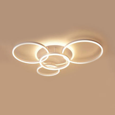 Acrylic Halo-Like Ring Flush Ceiling Light Simple LED 2/3/5 Lights White Flush Mount Ceiling Light Fixture in Warm/White Light 5 White Clearhalo 'Ceiling Lights' 'Close To Ceiling Lights' 'Close to ceiling' 'Flush mount' Lighting' 106484