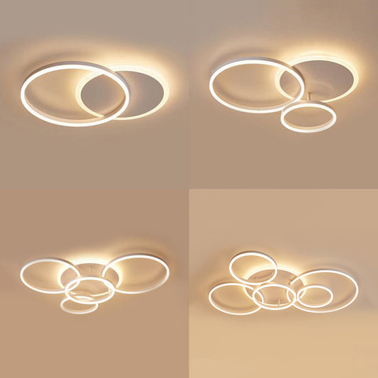 Acrylic Halo-Like Ring Flush Ceiling Light Simple LED 2/3/5 Lights White Flush Mount Ceiling Light Fixture in Warm/White Light Clearhalo 'Ceiling Lights' 'Close To Ceiling Lights' 'Close to ceiling' 'Flush mount' Lighting' 106491