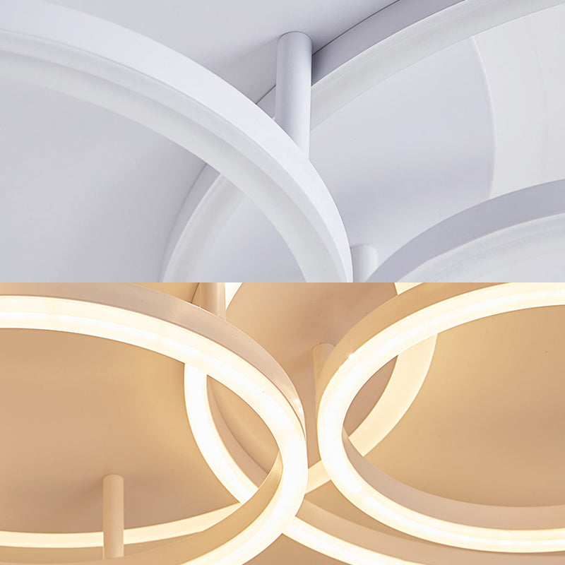 Acrylic Halo-Like Ring Flush Ceiling Light Simple LED 2/3/5 Lights White Flush Mount Ceiling Light Fixture in Warm/White Light Clearhalo 'Ceiling Lights' 'Close To Ceiling Lights' 'Close to ceiling' 'Flush mount' Lighting' 106492