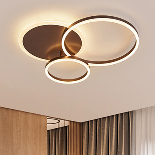 2/3/5 Lights Living Room Flush Ceiling Light with Ring Acrylic Shade Brown Flushmount in Warm/White Light Clearhalo 'Ceiling Lights' 'Close To Ceiling Lights' 'Close to ceiling' 'Semi-flushmount' Lighting' 106493