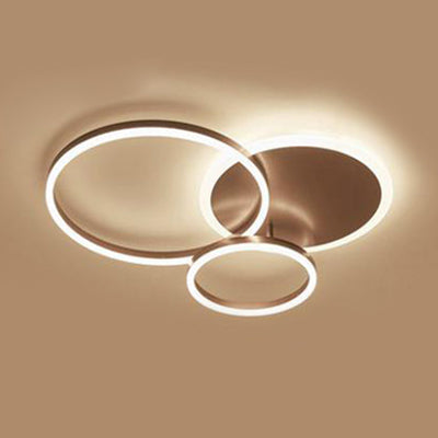 2/3/5 Lights Living Room Flush Ceiling Light with Ring Acrylic Shade Brown Flushmount in Warm/White Light 3 Brown Clearhalo 'Ceiling Lights' 'Close To Ceiling Lights' 'Close to ceiling' 'Semi-flushmount' Lighting' 106494