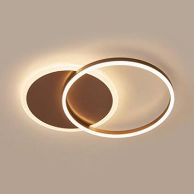 2/3/5 Lights Living Room Flush Ceiling Light with Ring Acrylic Shade Brown Flushmount in Warm/White Light 2 Brown Clearhalo 'Ceiling Lights' 'Close To Ceiling Lights' 'Close to ceiling' 'Semi-flushmount' Lighting' 106497