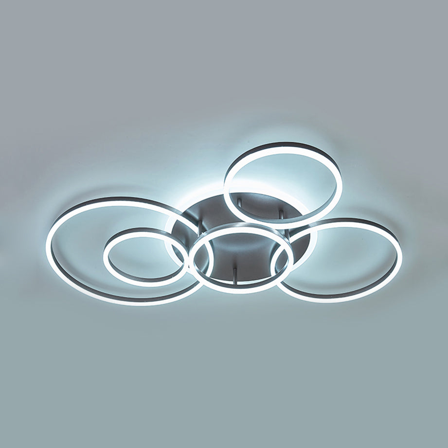 2/3/5 Lights Living Room Flush Ceiling Light with Ring Acrylic Shade Brown Flushmount in Warm/White Light 6 Brown White Clearhalo 'Ceiling Lights' 'Close To Ceiling Lights' 'Close to ceiling' 'Semi-flushmount' Lighting' 106499