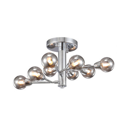 Silver Sphere Semi Flush Lighting Modern Multi Lights Smoke Glass Semi Flush Mount Chandelier Clearhalo 'Ceiling Lights' 'Close To Ceiling Lights' 'Close to ceiling' 'Glass shade' 'Glass' 'Semi-flushmount' Lighting' 106510