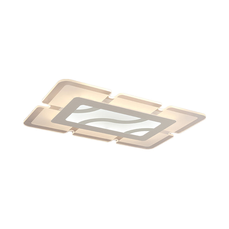 Rectangular Flush Mount Lamp Simplicity Acrylic LED 23.5"/35.5"/47" Wide White Ceiling Light in Warm/White Light Clearhalo 'Ceiling Lights' 'Close To Ceiling Lights' 'Close to ceiling' 'Flush mount' Lighting' 106540